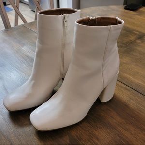 white leather boots with 2”chunky heel